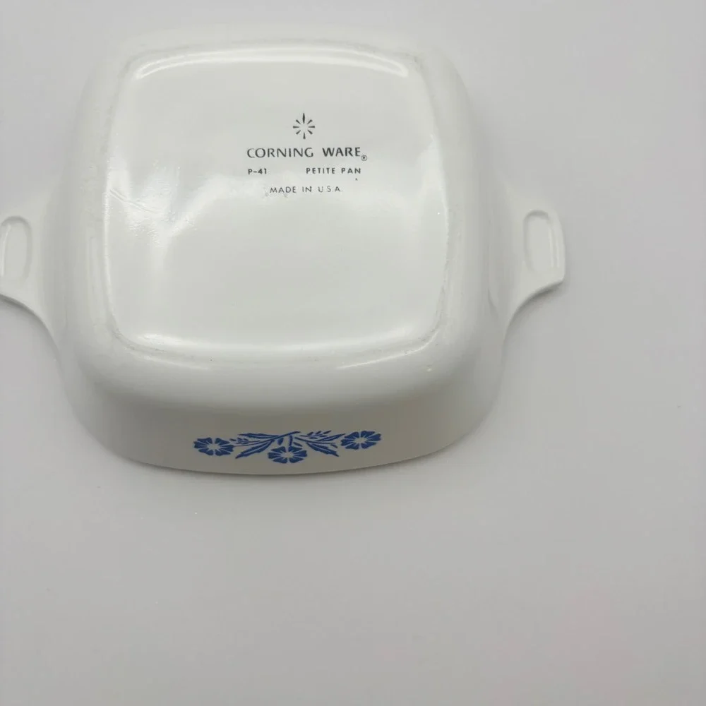 Corning Ware Petite Pan White Blue Cornflower P-41 No Lid Made in USA